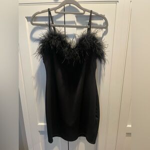 B Darlin Black Feather Trim Dress